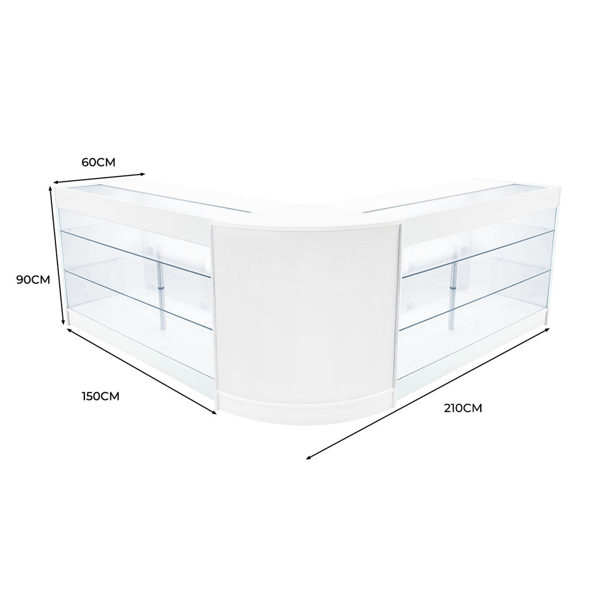 Conjunto de Balcões Comerciais com Luz LED "HELIOS" CM60+ 2x K1500 – cor Branco