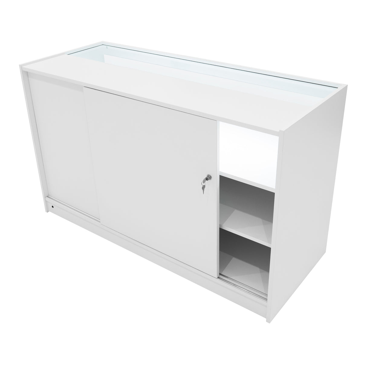 Conjunto de Balcões Comerciais com Luz LED "ADONIS" CM60 + B1500 + C1500 – cor Branco