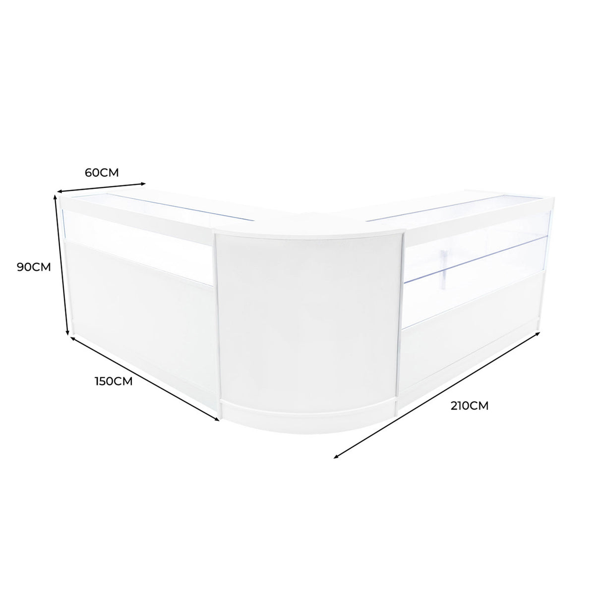 Conjunto de Balcões Comerciais com Luz LED "ADONIS" CM60 + B1500 + C1500 – cor Branco
