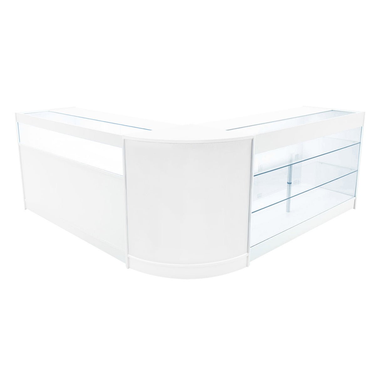 Conjunto de Balcões Comerciais com Luz LED  "TRITON" CM60 + K1500 + B1500 – cor Branco