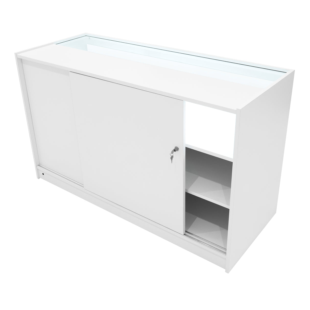Conjunto de Balcões Comerciais com Luz LED  "TRITON" CM60 + K1500 + B1500 – cor Branco