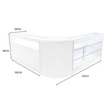 Conjunto de Balcões Comerciais com Luz LED  "TRITON" CM60 + K1500 + B1500 – cor Branco