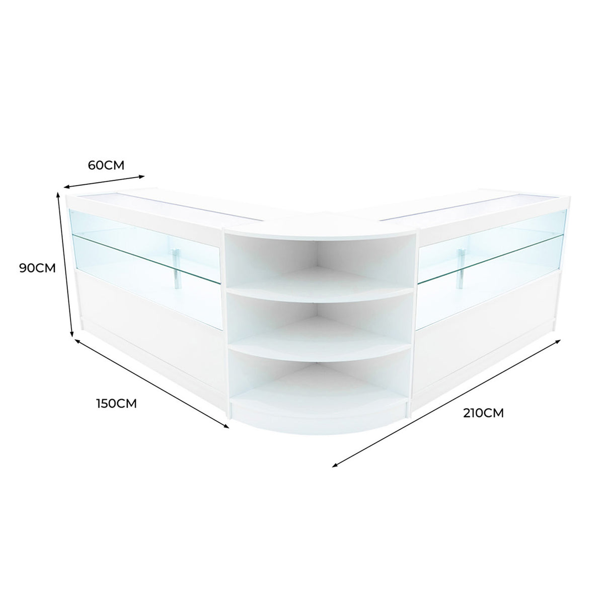 Conjunto de Balcões Comerciais com Luz LED "ANDROMEDA" LM60+ 2x C1500 – cor Branco