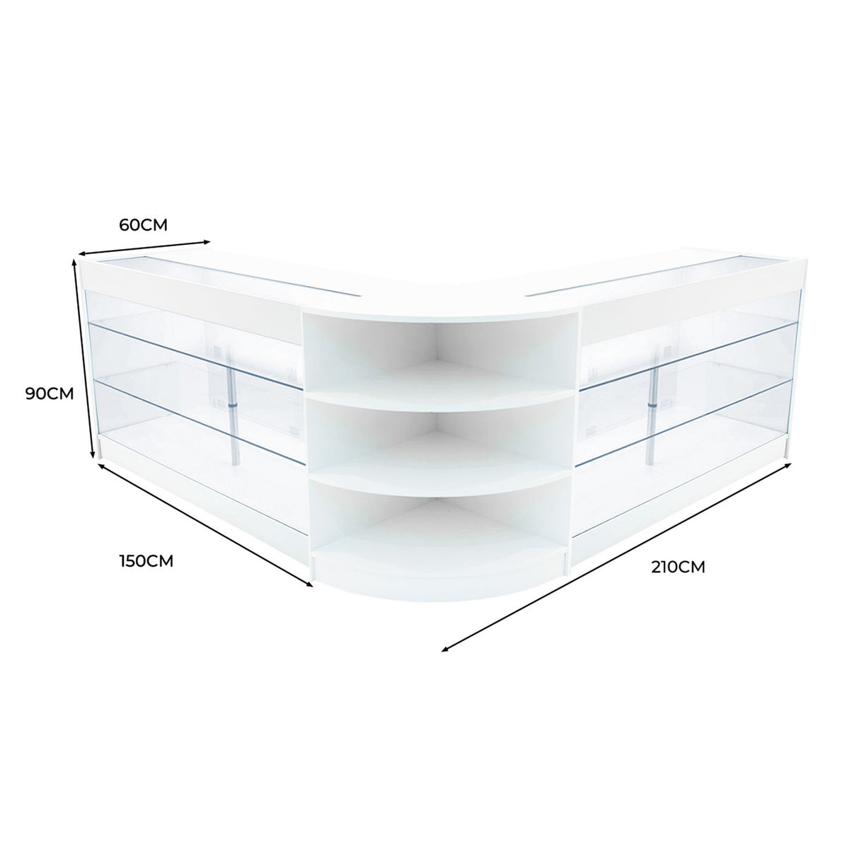 Conjunto de Balcões Comerciais com Luz LED "APOLLO" LM60+ 2x K1500 – cor Branco