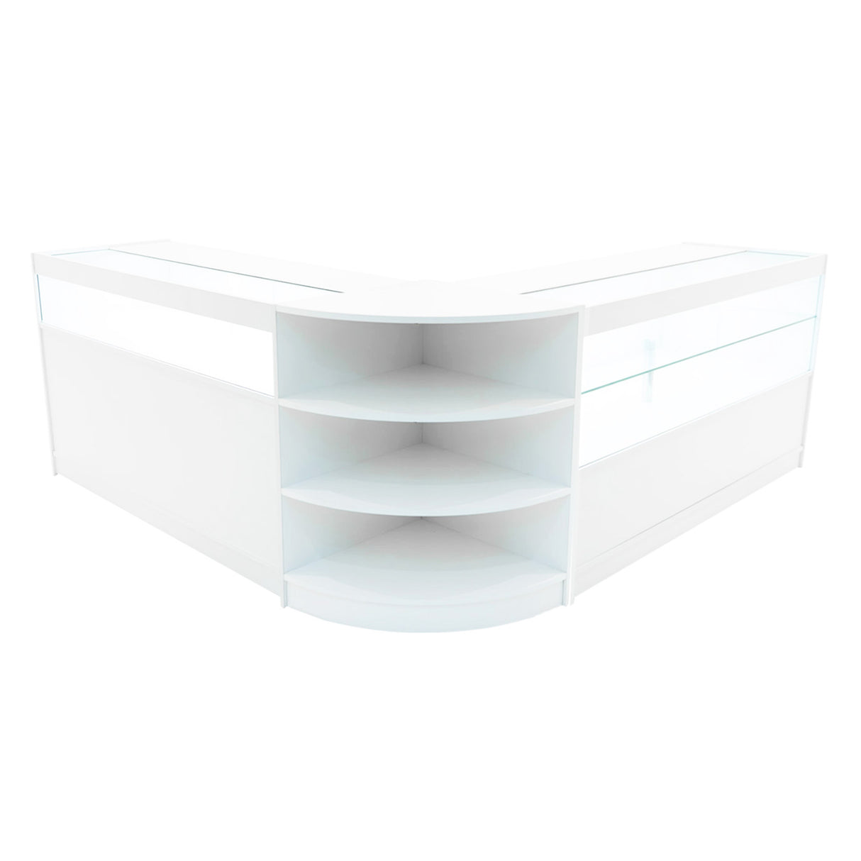 Conjunto de Balcões Comerciais com Luz LED "HARMONIA" LM60 + B1500 + C1500 – cor Branco