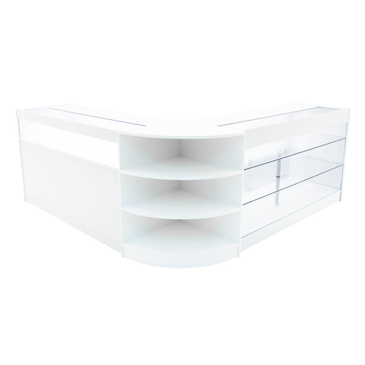 Conjunto de Balcões Comerciais com Luz LED  "DEMETER" LM60 + K1500 + B1500 – cor Branco