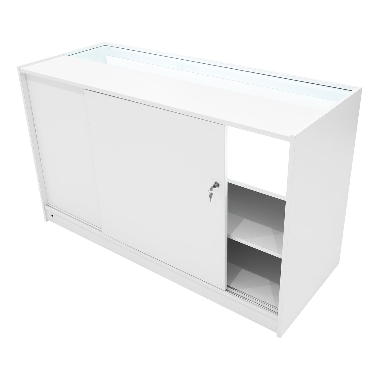 Conjunto de Balcões Comerciais com Luz LED  "DEMETER" LM60 + K1500 + B1500 – cor Branco