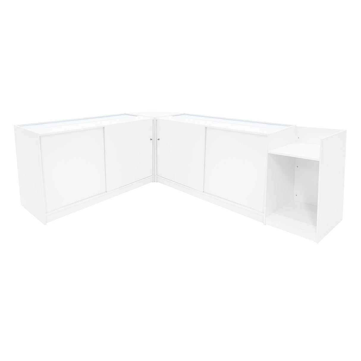 Conjunto de Balcões Comerciais com Luz LED "PHOENIX" CM60 + 2xC1500 + TB60 – cor Branco