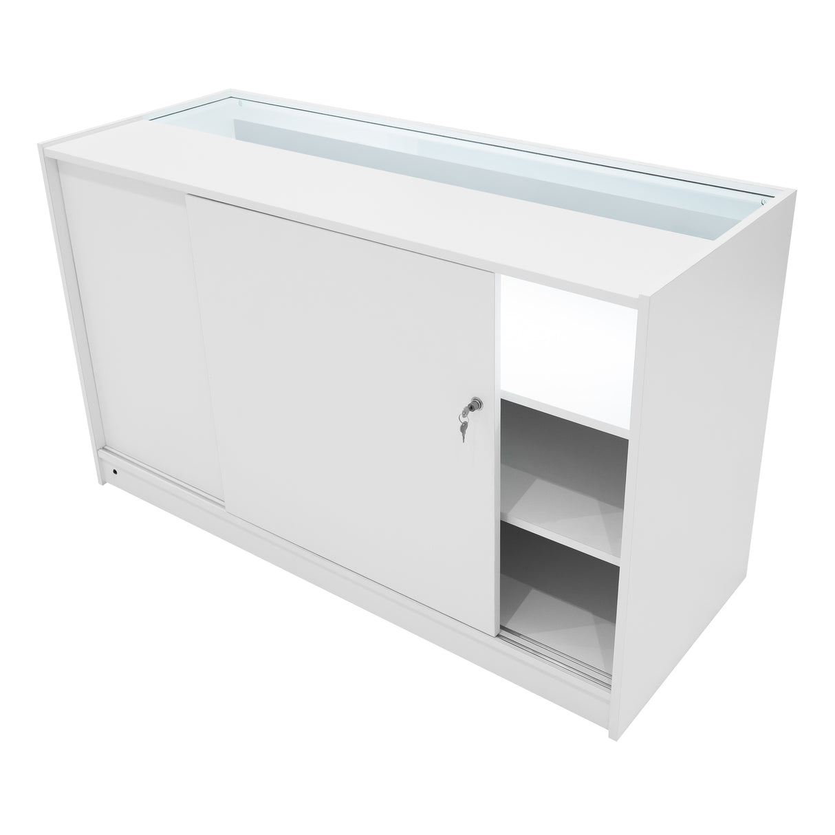 Conjunto de Balcões Comerciais com Luz LED "ARIES" CM60 + 2xK1500 + TB60 – cor Branco