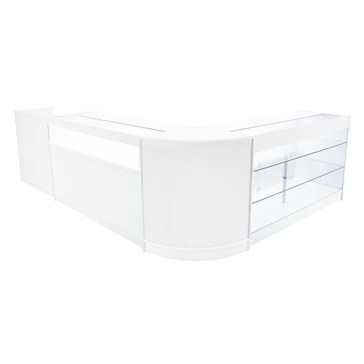 Conjunto de Balcões Comerciais com Luz LED "POLARIS" CM60 + B1500 + K1500 + TB60 – cor Branco