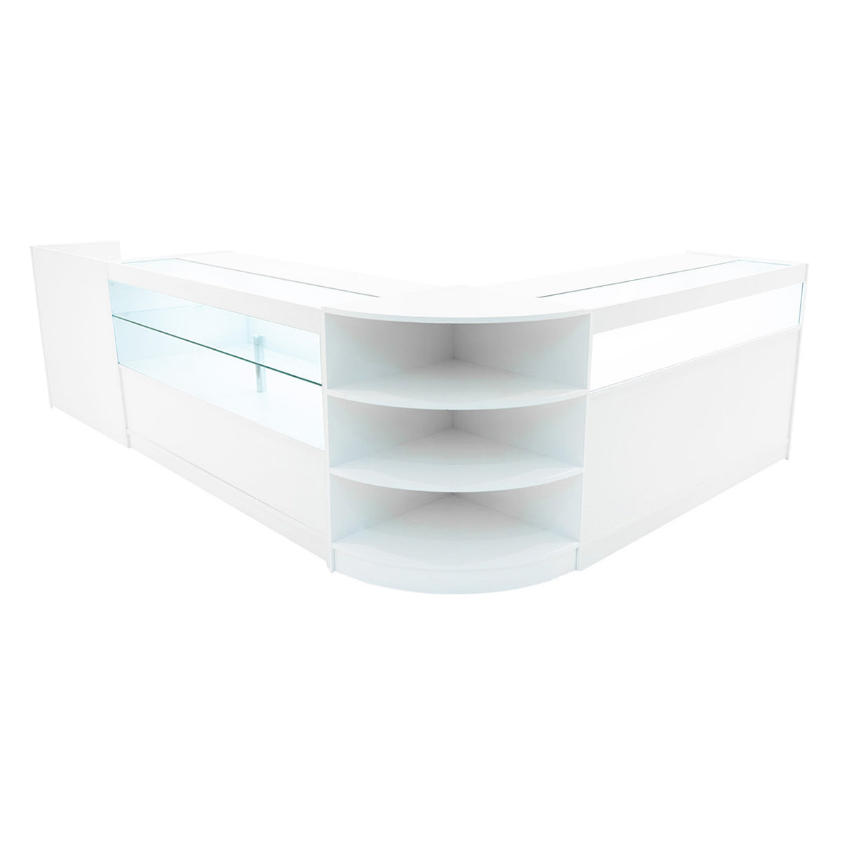 Conjunto de Balcões Comerciais com Luz LED "EUROPA" LM60 + B1500 + C1500 + TB60 – cor Branco