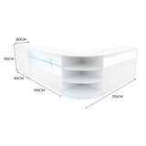 Conjunto de Balcões Comerciais com Luz LED "EUROPA" LM60 + B1500 + C1500 + TB60 – cor Branco