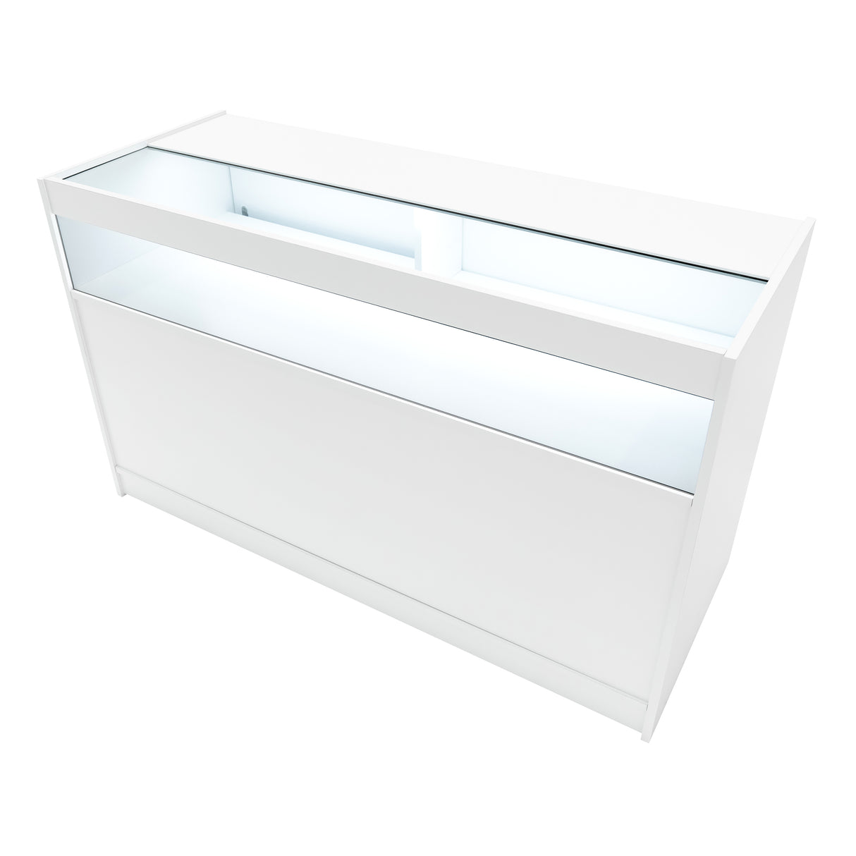 Conjunto de Balcões Comerciais com Luz LED "EUROPA" LM60 + B1500 + C1500 + TB60 – cor Branco