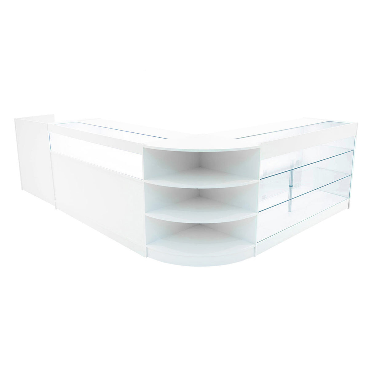 Conjunto de Balcões Comerciais com Luz LED "HYPERION" LM60 + B1500 + K1500 + TB60 – cor Branco
