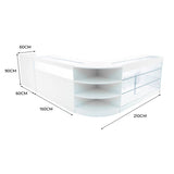 Conjunto de Balcões Comerciais com Luz LED "HYPERION" LM60 + B1500 + K1500 + TB60 – cor Branco