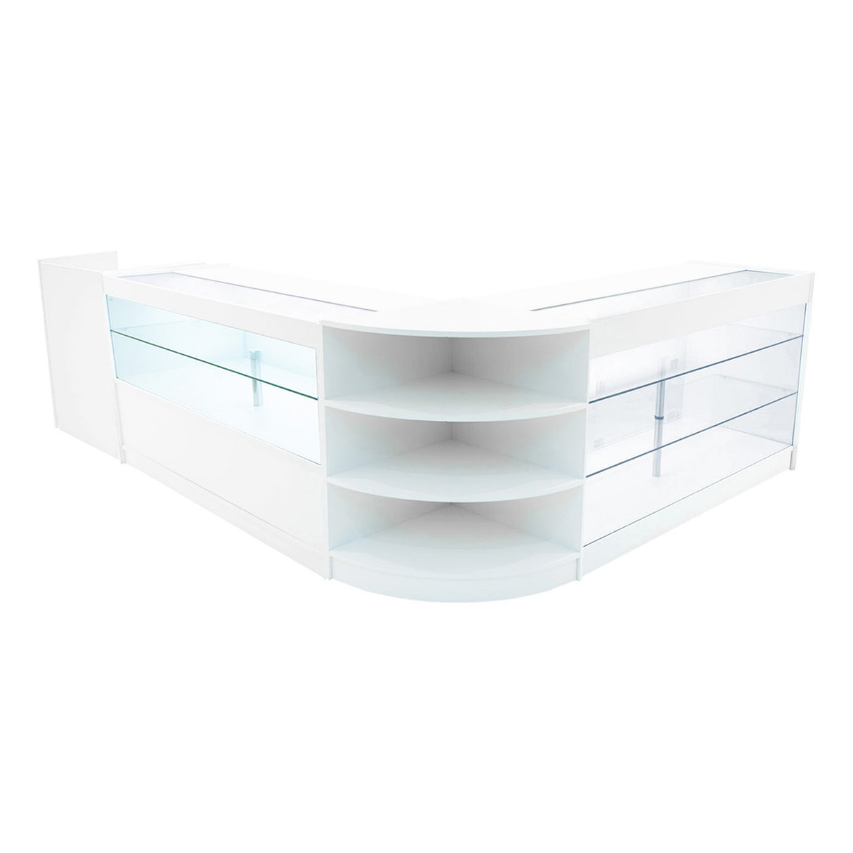 Conjunto de Balcões Comerciais com Luz LED "THEIA" LM60 + K1500 + C1500 + TB60 – Branco