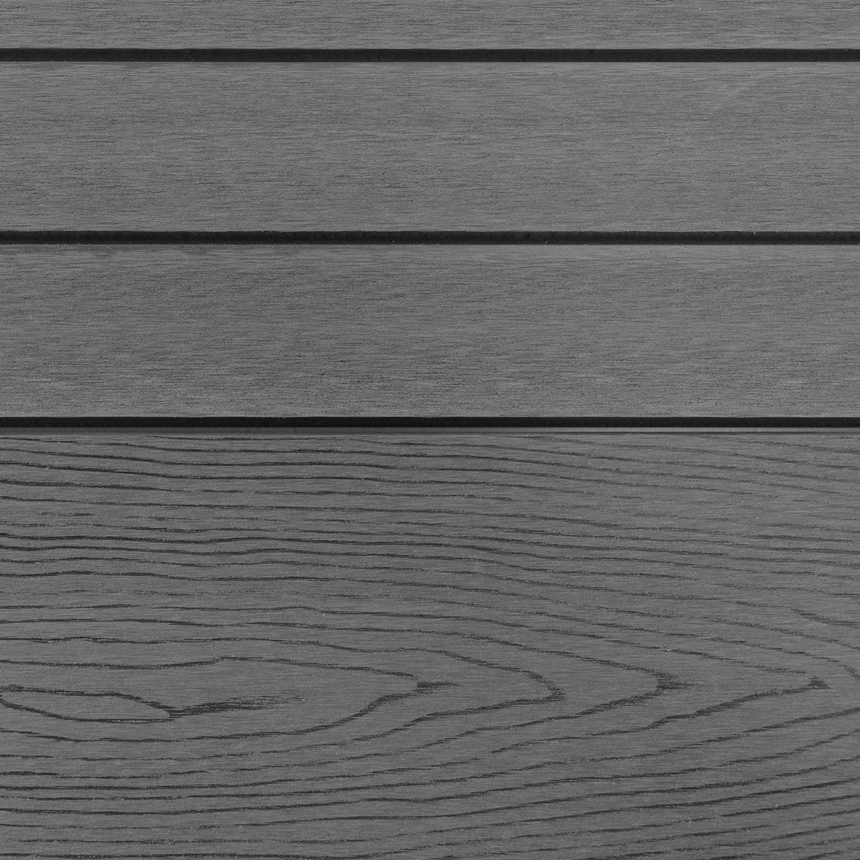 Vedação de Exterior em WPC e Alumínio – 9xPainéis Quadrado + 1xOblíquo + 10xPostes com LED | Cinza