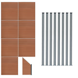 Vedação de Exterior em WPC e Alumínio – 7xPainéis Quadrado + 1xOblíquo + 8xPostes com LED | Marrom