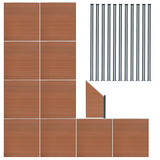 Vedação de Exterior em WPC e Alumínio – 10xPainéis Quadrado + 1xOblíquo + 11xPostes com LED | Marrom