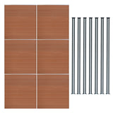 Vedação de Exterior em WPC e Alumínio – 6 Painéis + 7 Postes | Marrom