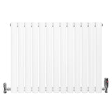Radiador de coluna oval branco com válvulas, 600 mm x 780 mm, apresentando um design liso e moderno, ideal para aquecimento eficiente