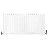 Radiador de coluna simples oval branco com válvulas, 600 mm x 1200 mm, apresentando um design elegante e superfícies lisas