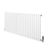 Radiador de coluna simples oval branco, 600 mm x 1440 mm, com acabamento liso e válvulas metálicas, ideal para aquecimento eficiente