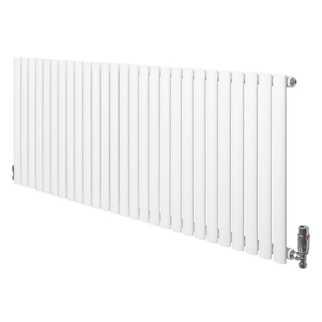 Radiador de coluna simples oval branco, com 600 mm de altura e 1620 mm de largura, apresentando acabamento liso e moderno