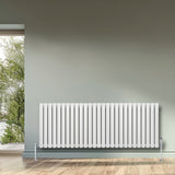 Radiador de coluna simples oval branco, 600 mm x 1620 mm, com acabamento liso e moderno, ideal para aquecer ambientes com estilo
