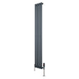 Radiador de coluna simples oval cinza antracite, 1600 mm x 240 mm, com válvulas, design elegante e moderno, ideal para aquecimento eficiente