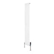 Radiador de coluna simples oval branco, 1600 mm x 240 mm, com válvulas, apresentando um design elegante e moderno, ideal para aquecer ambientes