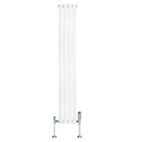 Radiador de coluna simples oval branco, 1600 mm x 240 mm, com válvulas cromadas, design elegante e moderno, ideal para aquecimento eficiente