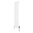 Radiador de coluna simples oval branco, 1600 mm x 360 mm, com válvulas, apresentando um design elegante e moderno, ideal para aquecimento
