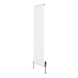 Radiador de coluna simples oval branco, 1600 mm x 360 mm, com válvulas, apresentando um design elegante e moderno, ideal para aquecimento