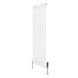 Radiador de coluna simples oval branco, 1600 mm x 480 mm, com acabamento liso e válvulas metálicas na base para instalação fácil