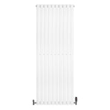 Radiador de coluna simples oval branco, com design vertical e válvulas, medindo 1600 mm x 600 mm, ideal para aquecimento eficiente