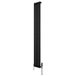 Radiador de coluna simples oval preto, 1800 mm x 240 mm, com válvulas, design elegante e moderno, ideal para aquecimento eficiente