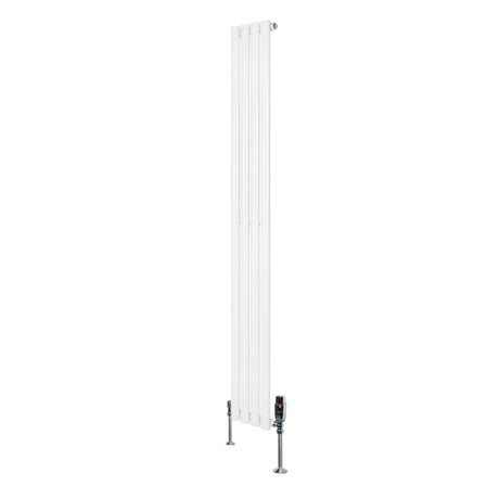 Radiador de coluna simples oval branco, 1800 mm x 240 mm, com válvulas, design elegante e acabamento liso, ideal para aquecimento eficiente