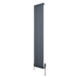 Radiador de coluna simples oval cinza antracite, 1800 mm x 360 mm, com válvulas, design moderno e acabamento liso e elegante