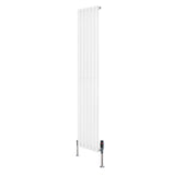 Radiador de coluna simples oval branco, 1800 mm x 360 mm, com válvulas, design moderno e superfície lisa para aquecimento eficiente