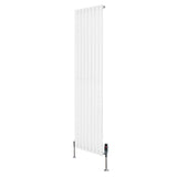 Radiador de coluna simples oval branco, 1800 mm x 480 mm, com válvulas, apresentando design elegante e superfície lisa e brilhante