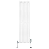 Radiador de coluna simples oval branco, com válvulas, medindo 1800 mm de altura e 480 mm de largura, design elegante e moderno