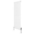 Radiador de coluna simples oval branco, 1800 mm x 600 mm, com válvulas, apresentando design elegante e superfície lisa e brilhante