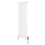 Radiador de coluna simples oval branco, 1800 mm x 600 mm, com válvulas, apresentando design elegante e superfície lisa e brilhante