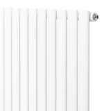 Radiador de coluna simples oval branco com válvulas, medindo 1800 mm x 600 mm, com acabamento liso e moderno, ideal para aquecimento eficiente