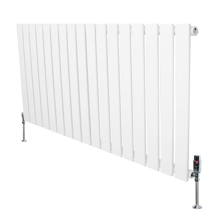 Radiador plano de coluna simples, branco, com design vertical e válvulas, medindo 600 x 1190 mm, ideal para aquecimento eficiente