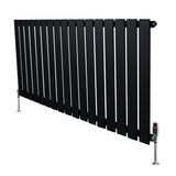 Radiador plano de coluna simples, 600 x 1190 mm, com acabamento preto fosco e válvulas, ideal para aquecimento eficiente e moderno