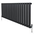 Radiador plano de coluna simples cinza antracite, com design moderno e listras retas, medindo 600 x 1400 mm, ideal para aquecimento