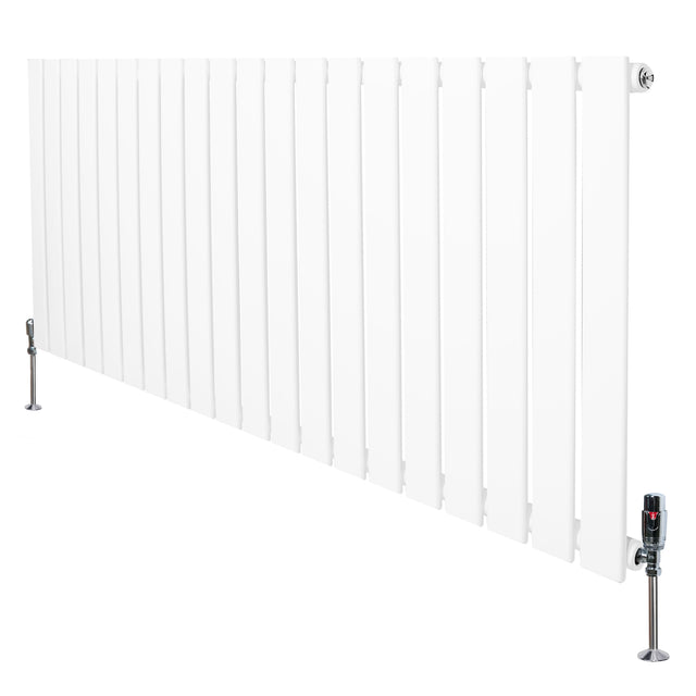 Radiador plano de coluna simples, 600 x 1400 mm, acabamento branco, com válvulas metálicas, design moderno e elegante
