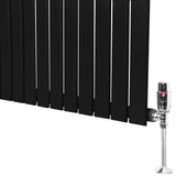 Radiador plano de coluna simples, 600 x 1400 mm, com acabamento preto fosco e válvulas cromadas, ideal para aquecimento eficiente